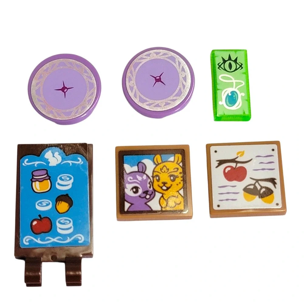 LEGO Elves Lot 9 Pc Purple Door Blue Portal Decorated Tiles Forest Elements